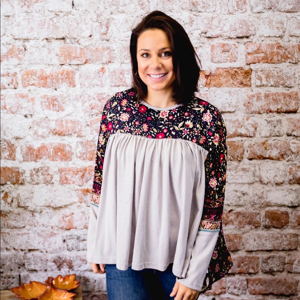 Easel Floral Dolman Sleeve Blouse